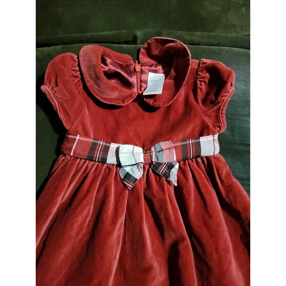 Gymboree vintage red‎ velour Christmas holiday dress size 12 18 months